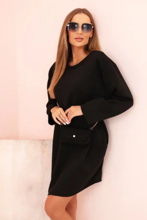 Moteriška vizkozė Plus Size su grandinėlės krepšiu juoda