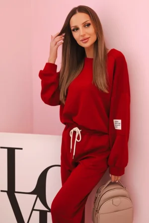 Komplektas džemperis + kelnės sviestukas bordo