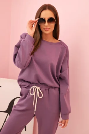 Komplektas bliuzonas + kelnes sviestukas violetinė
