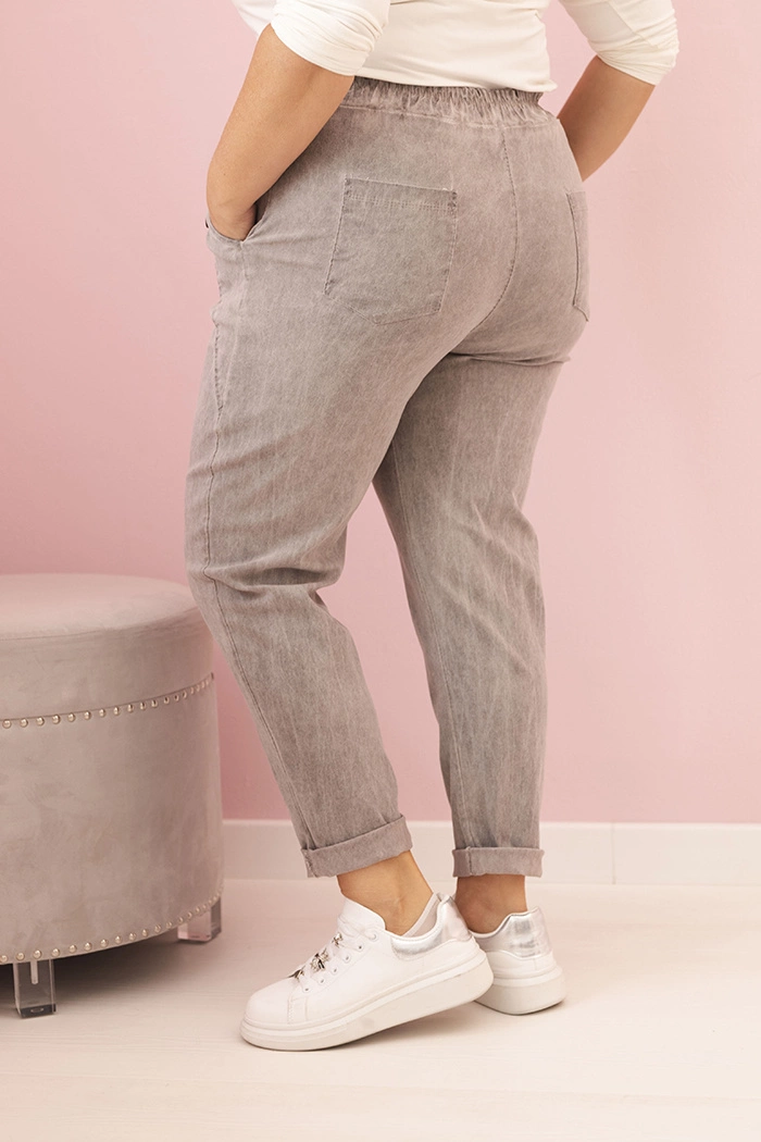 Moteriškos dekatizuotos kelnes Plus Size su viskoze ir gumy fango - Image 3