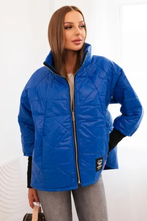 Moteriška trumpa pamušaluota striukė su apykakle chabrowa