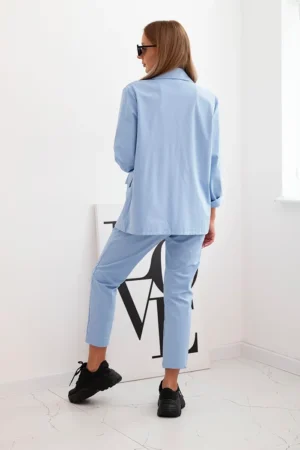 Moteriškas komplektas Punto elegantiška švarkas ir kelnės mėlynas