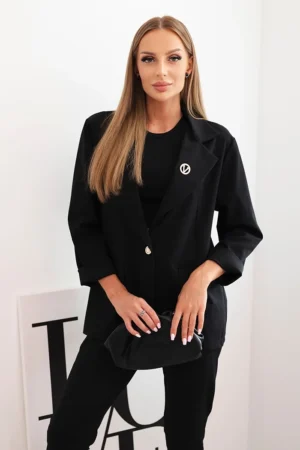 Moteriškas komplektas Punto elegantiška švarkas ir kelnės juodas