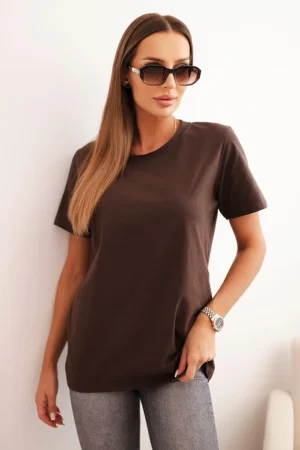 Moteriška medvilninė palaidinė klasikinio kirpimo ruda