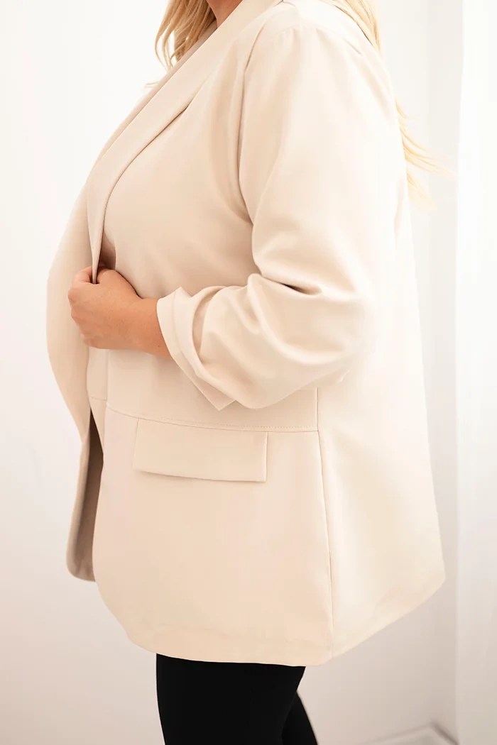 Moteriška švarkas Plus Size elegantiškas bežinis - Image 4