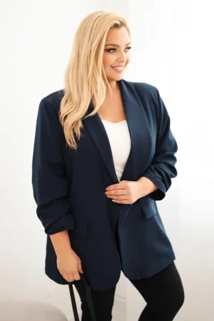 Moteriška švarkas Plus Size elegantiška tamsiai mėlyna