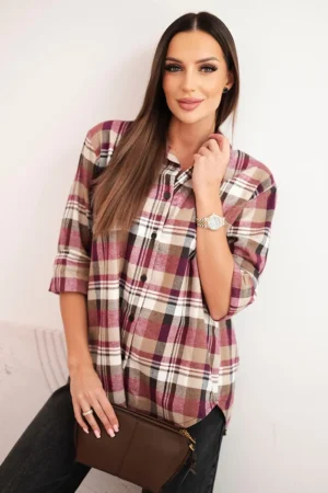 Moteriška medvilninė marškiniai su ilgesniu nugaros dalimi bežinė