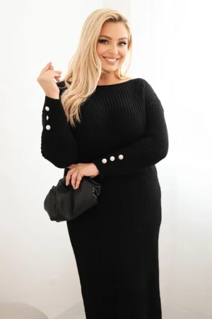 Moteriška plius dydžio megztinė su moheriu juoda