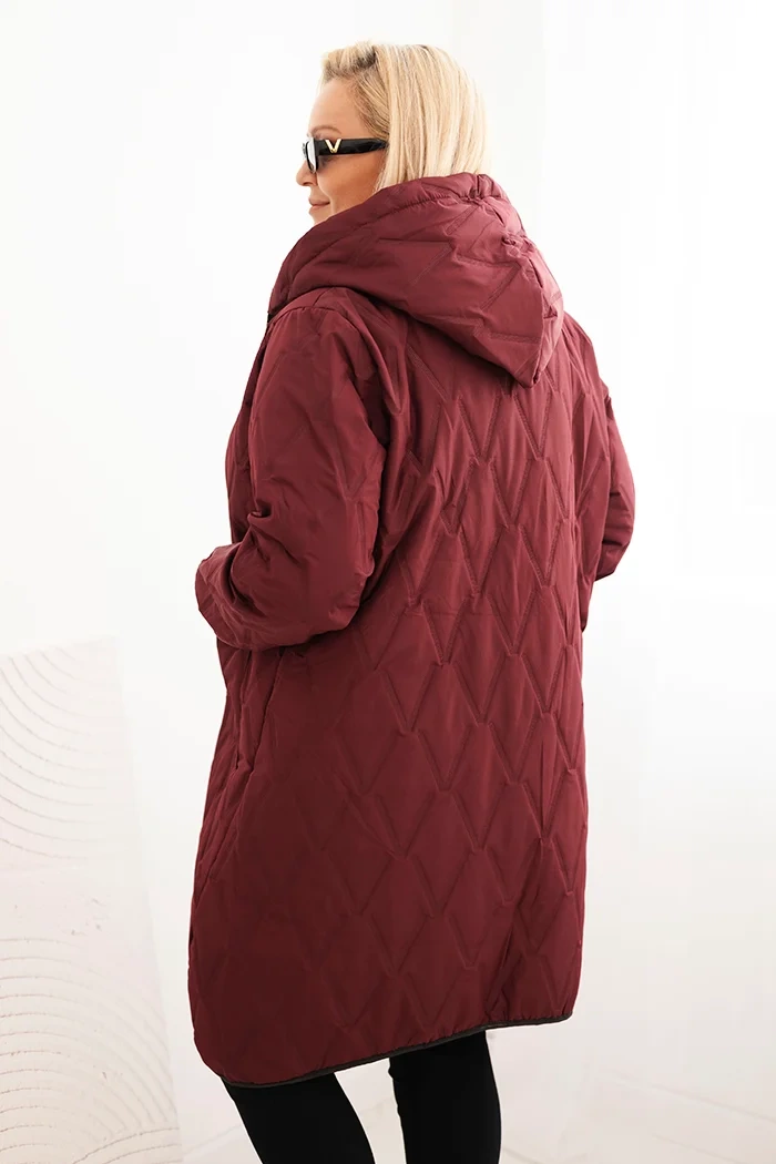 Moteriška Plus Size pamušalu striukė su gobtuvu ir sportinėmis rankogaliais slyvų - Image 3