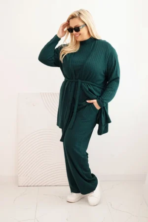 Damenų komplektas Plus Size 3 dalių tamsiai žalias