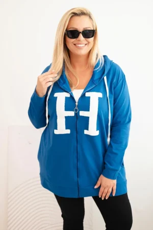 Moteriška Plus Size medvilninė džemperis su gobtuvu ir didele H raide chabrova