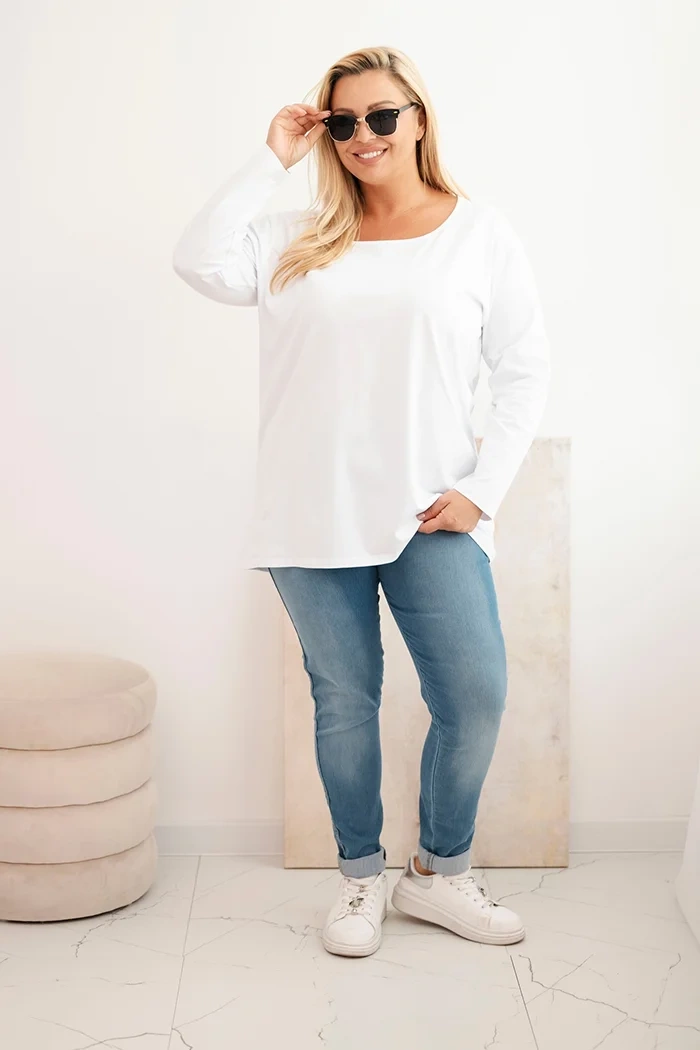 Moteriška bluzonė Plus Size su laiveliu balta - Image 2