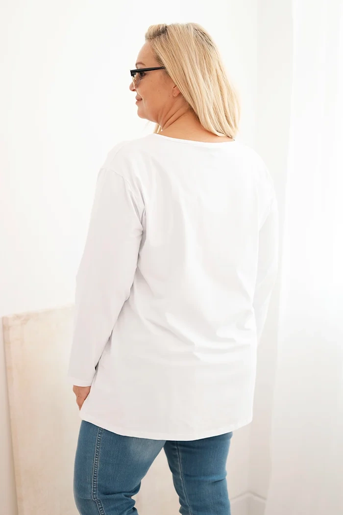 Moteriška bluzonė Plus Size su laiveliu balta - Image 3