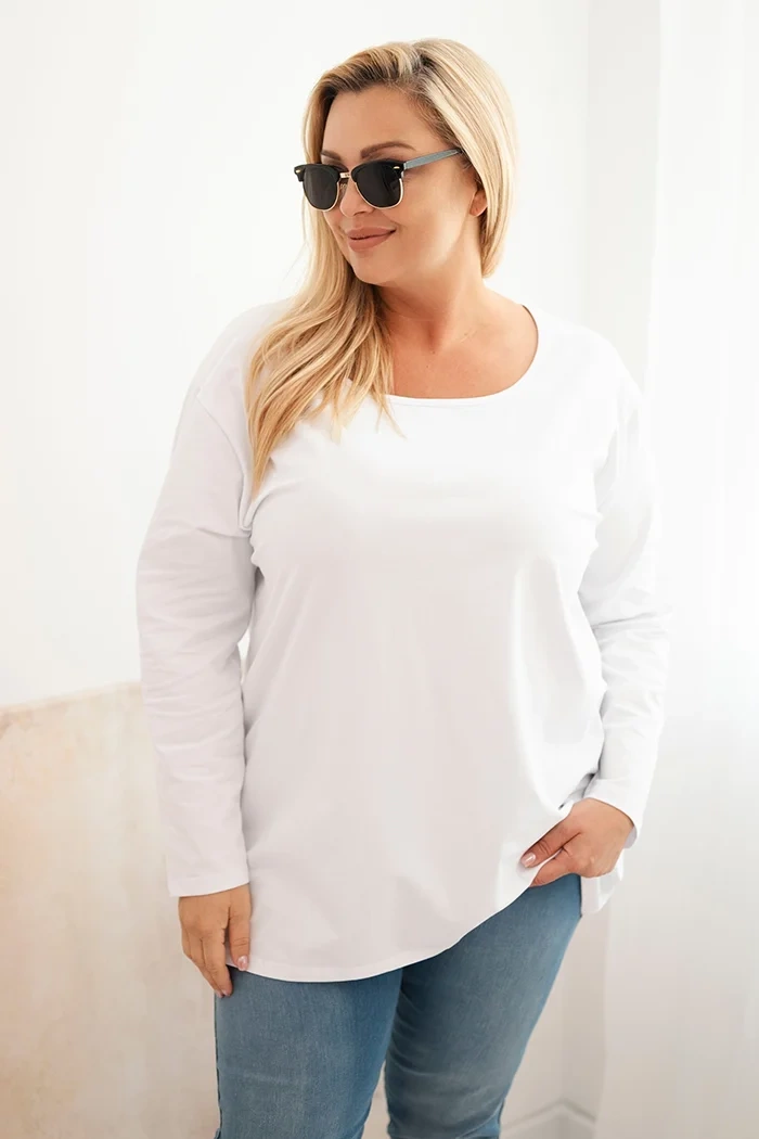 Moteriška bluzonė Plus Size su laiveliu balta