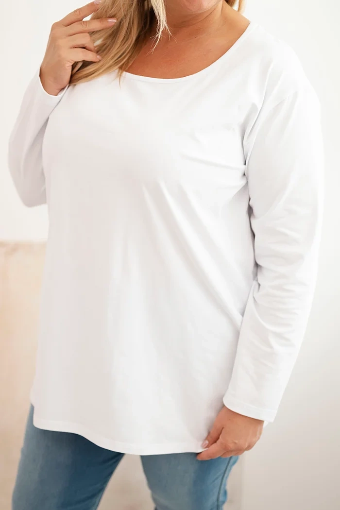 Moteriška bluzonė Plus Size su laiveliu balta - Image 4