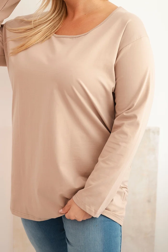 Moteriška bliuska Plus Size su laiveliu iškirpte fango - Image 4