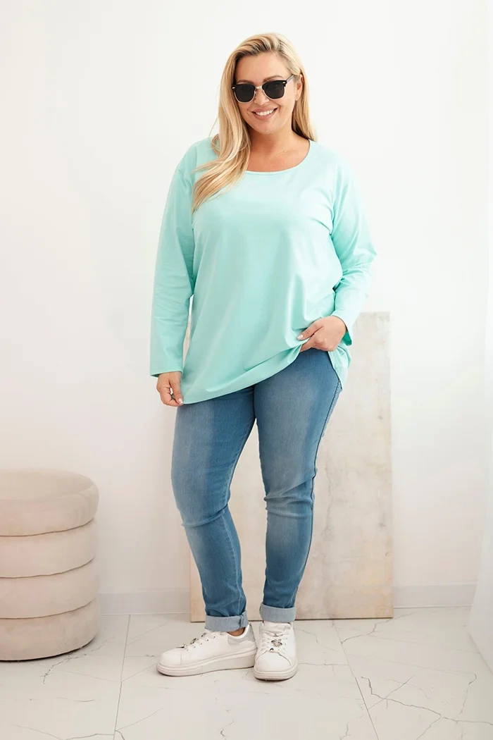 Moteriška bluzonė Plus Size su laiveliu mėtų - Image 2