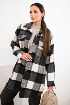 Moteriška marškiniai languoti grafito spalvos