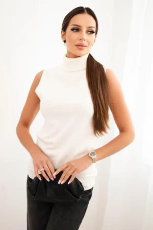 Moteriška be rankovių viskozė bluzonė su golfo ecru